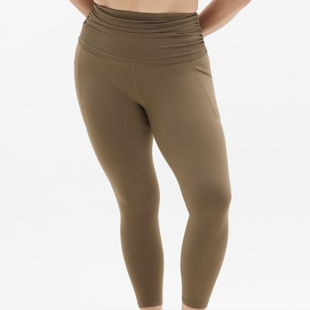 Athleta Salutation Stash 7/8 Fold Over Tight Clay NWT - Picture 1 of 9